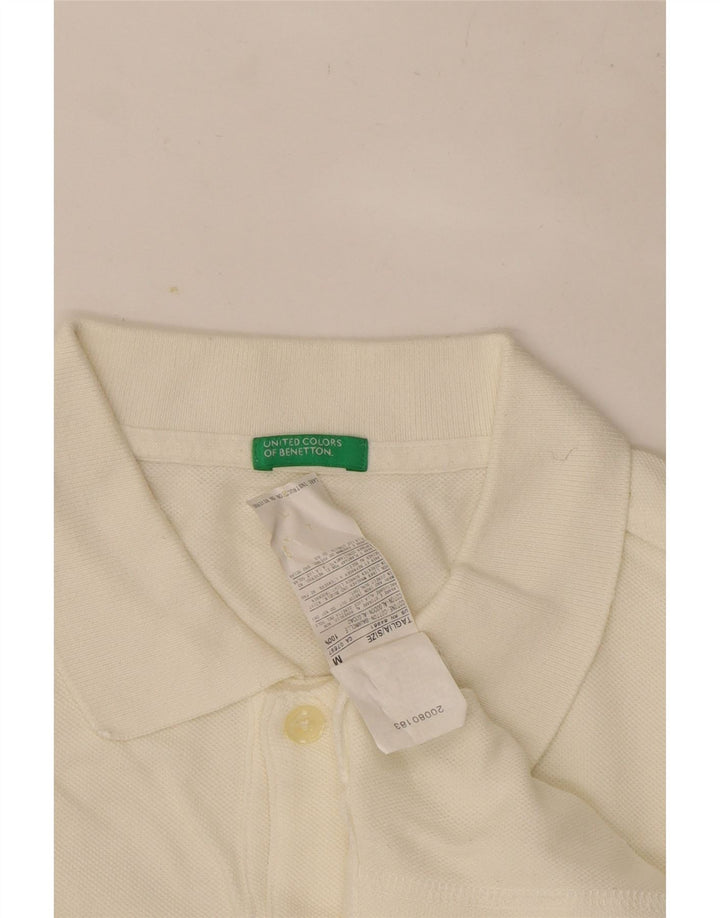 Ανδρικό μακρυμάνικο μπλουζάκι πόλο Benetton, μεσαίο λευκό βαμβακερό