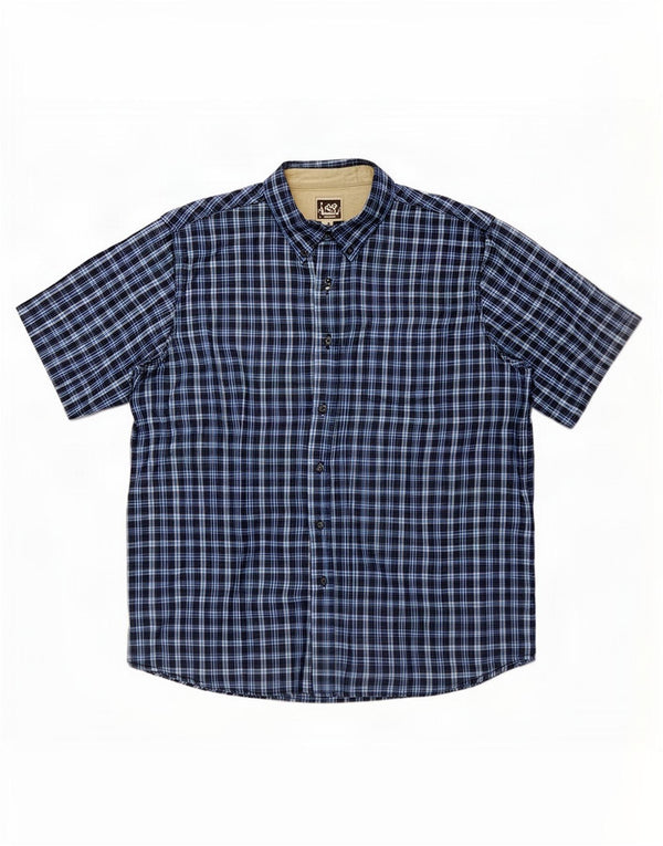 Ανδρικό κοντομάνικο πουκάμισο Lee 2XL Navy Blue Check Cotton