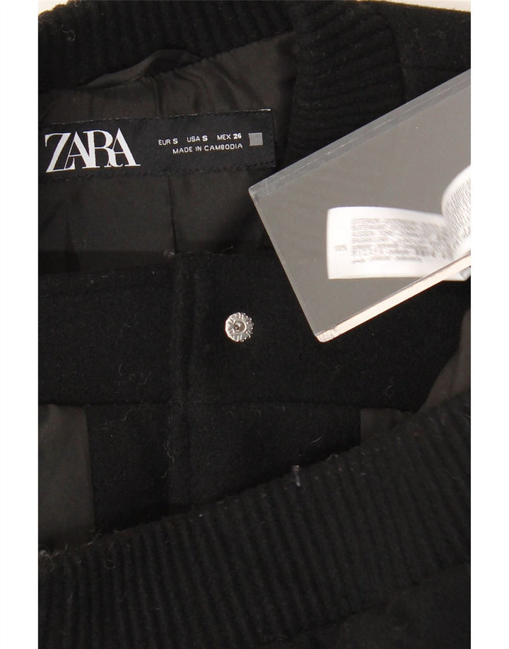Γυναικείο μπουφάν ZARA Oversized Crop Bomber UK 10 Small Black Polyester