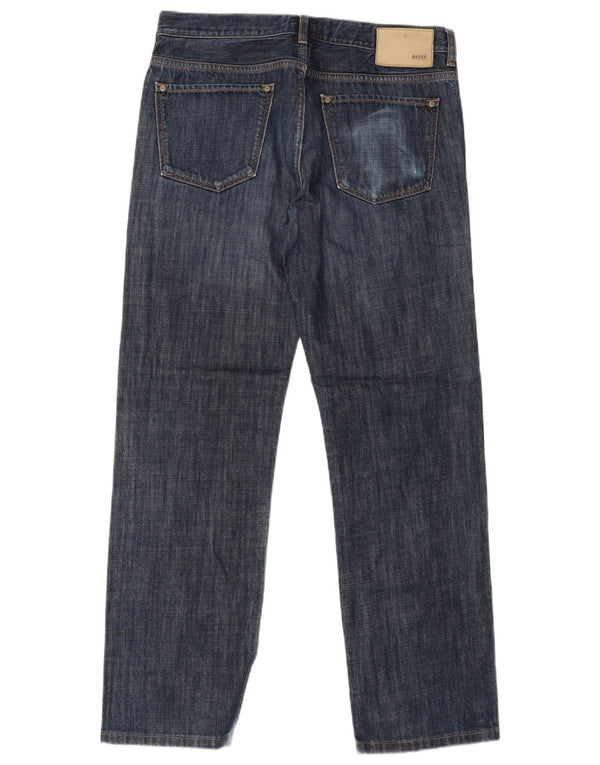 Hugo Boss Mens Straight Jeans W34 L31 Blue Cotton