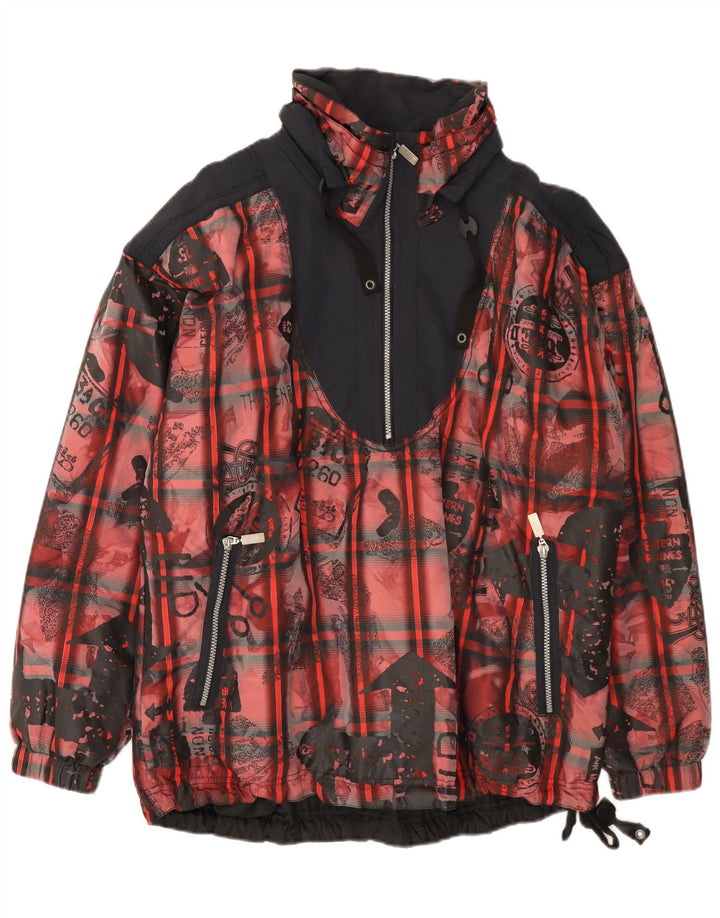 Ανδρικό Vintage Loose Fit Anorak Jacket UK 38 Medium Red Colorblock Polyester