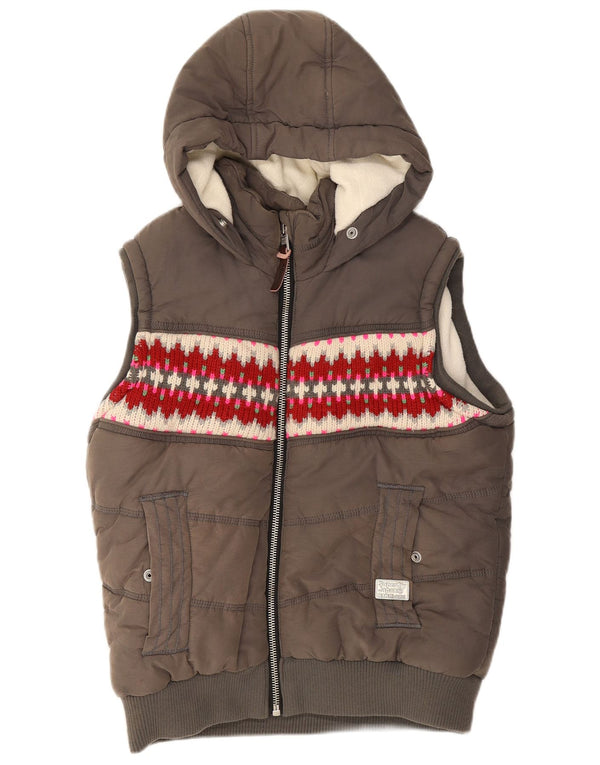 Superdry γυναικεία κουκούλα με επένδυση Gilet UK 18 XL Grey Fair Isle Cotton