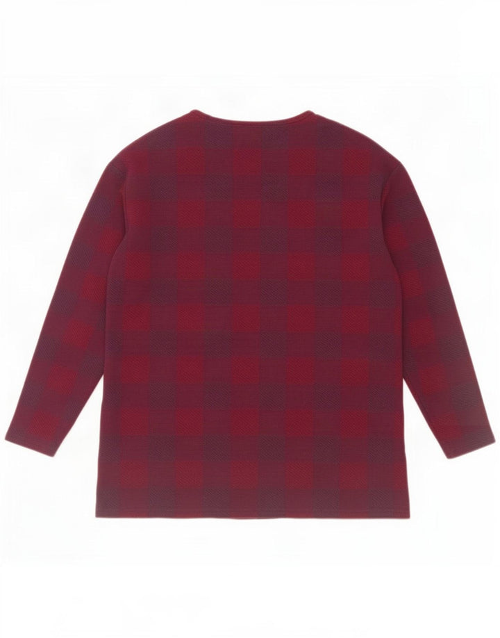 Marks & Spencer Γυναικεία μπλούζα μακρυμάνικη UK 14 Large Purple Check Polyester
