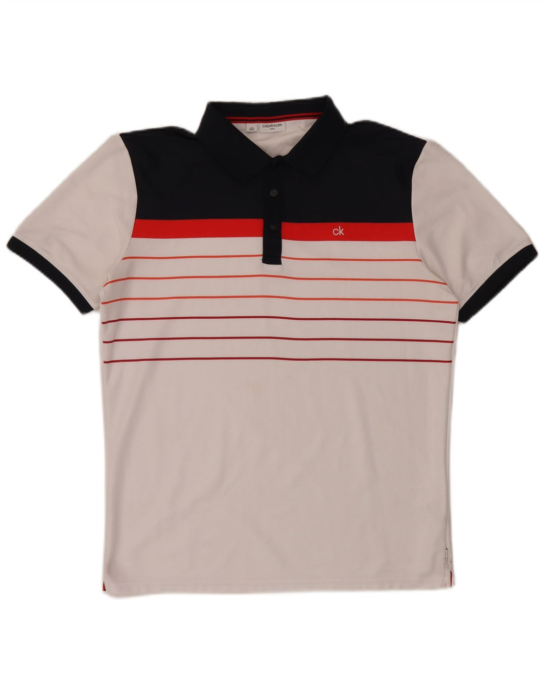 Calvin Klein Ανδρικό πουκάμισο Polo Large White Colourblock Polyester