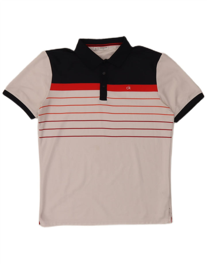Calvin Klein Ανδρικό πουκάμισο Polo Large White Colourblock Polyester