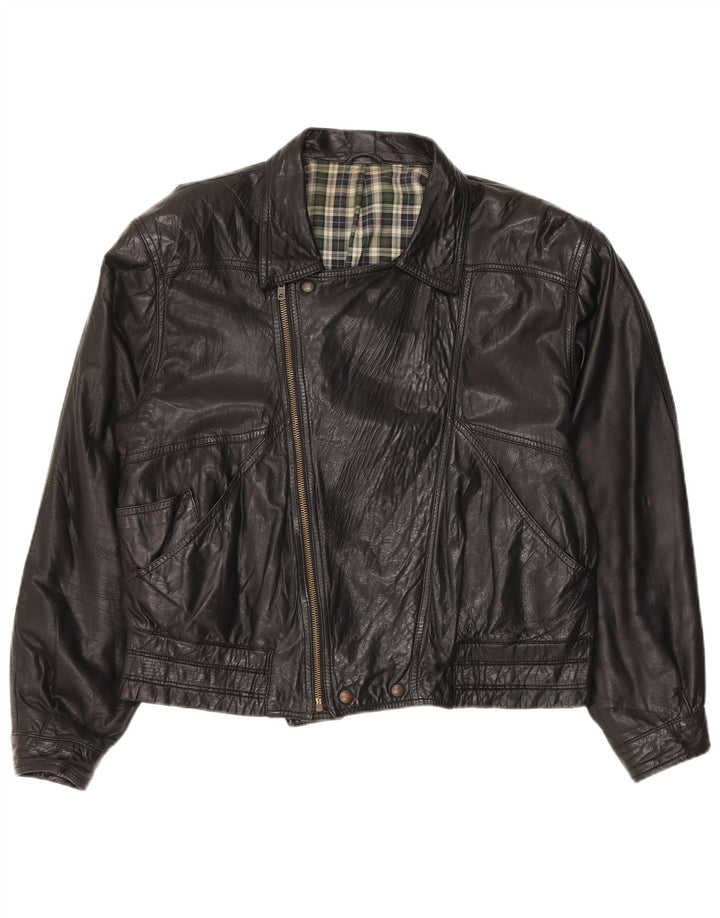 Vintage Ανδρικό Δερμάτινο Μπουφάν Biker IT 50 Large Μαύρο