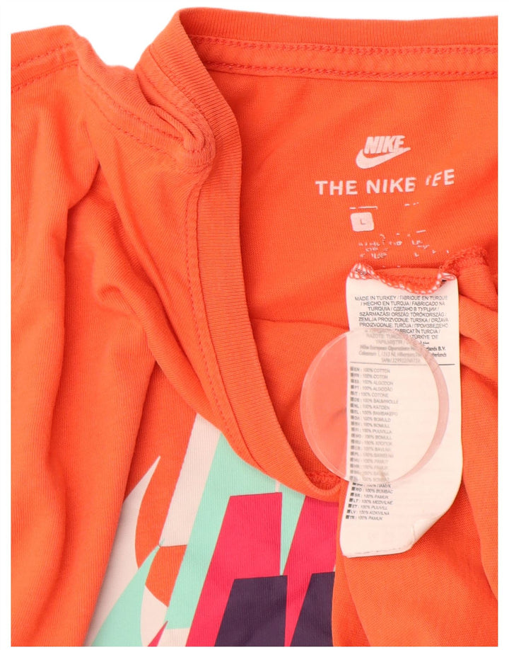 Ανδρικό γραφικό μπλουζάκι Nike, μεγάλο πορτοκαλί βαμβακερό