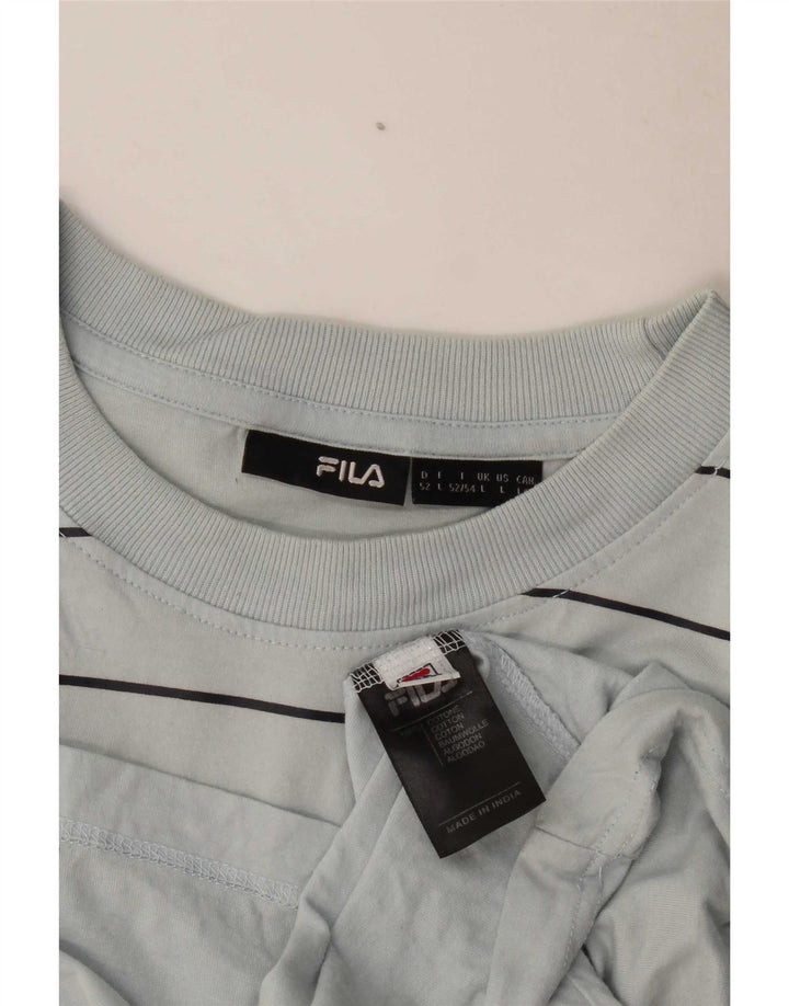 Ανδρικό γραφικό T-Shirt Fila Top μεγάλο γκρι ριγέ βαμβακερό