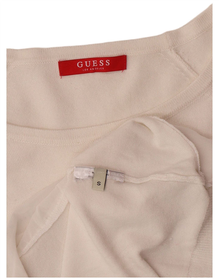 Guess Γυναικείο γραφικό πουλόβερ με λαιμόκοψη UK 10 Small White