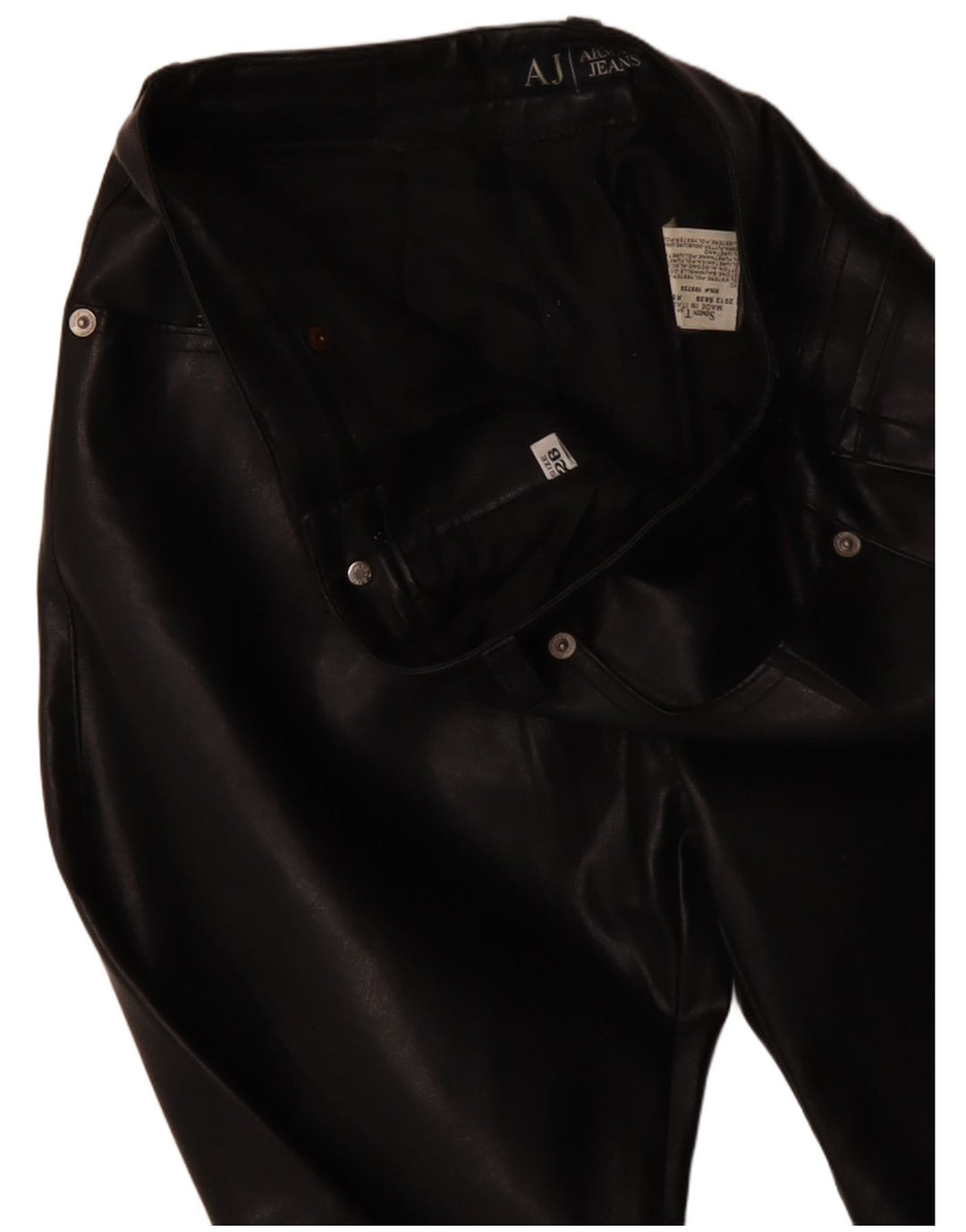 ARMANI Γυναικείο ίσιο παντελόνι από συνθετικό δέρμα W26 L31 μαύρο πολυεστέρα