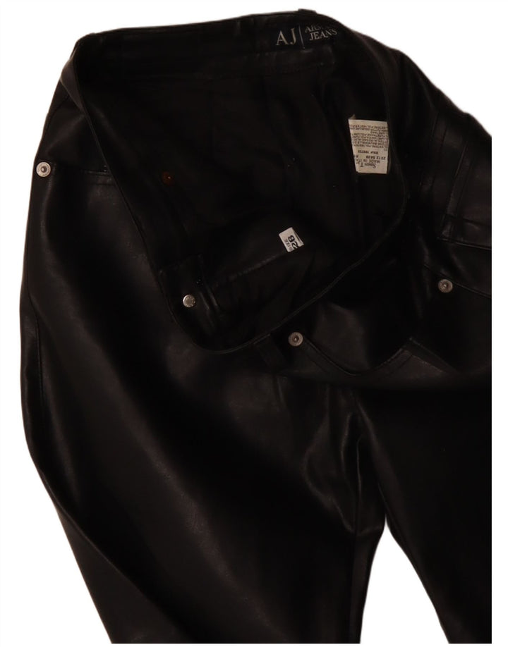 ARMANI Γυναικείο ίσιο παντελόνι από συνθετικό δέρμα W26 L31 μαύρο πολυεστέρα