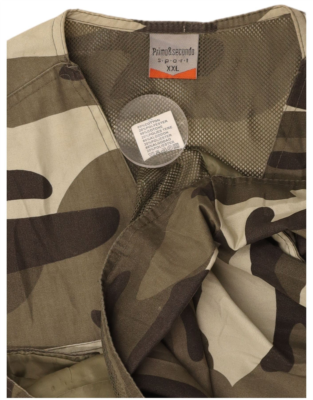 VINTAGE Mens Utility Gilet UK 44 2XL Χακί Καμουφλάζ Βαμβακερό