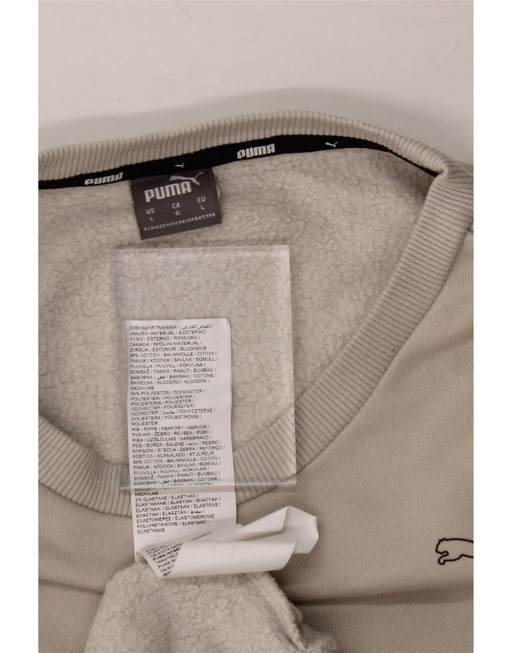 PUMA Womens Oversized Sweatshirt Jumper UK 16 Large Grey Cotton Vintage Puma and Second-Hand Puma from Messina Hembry 