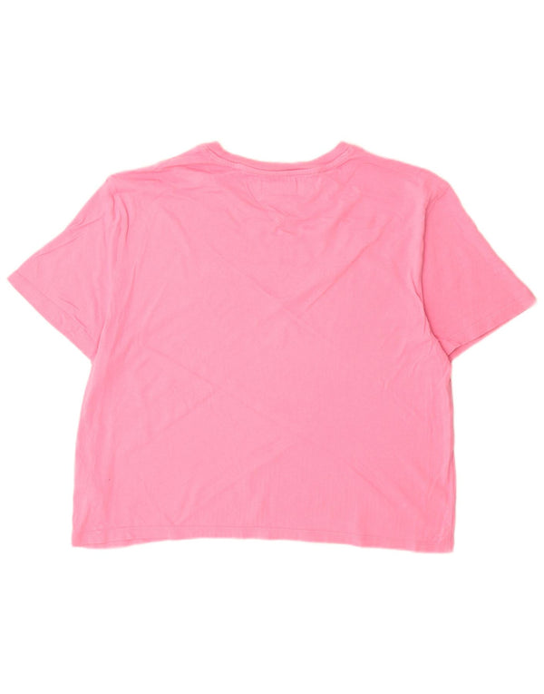 Γυναικείο γραφικό μπλουζάκι Tommy Hilfiger Top UK 16 μεγάλο ροζ βαμβακερό
