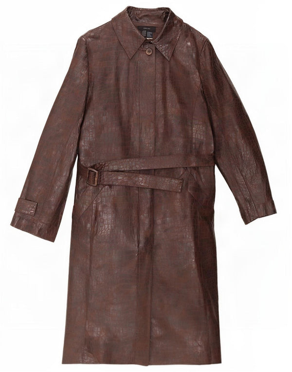 Zara Γυναικείο παλτό από συνθετικό δέρμα UK 12 Medium Brown Animal Print Polyester