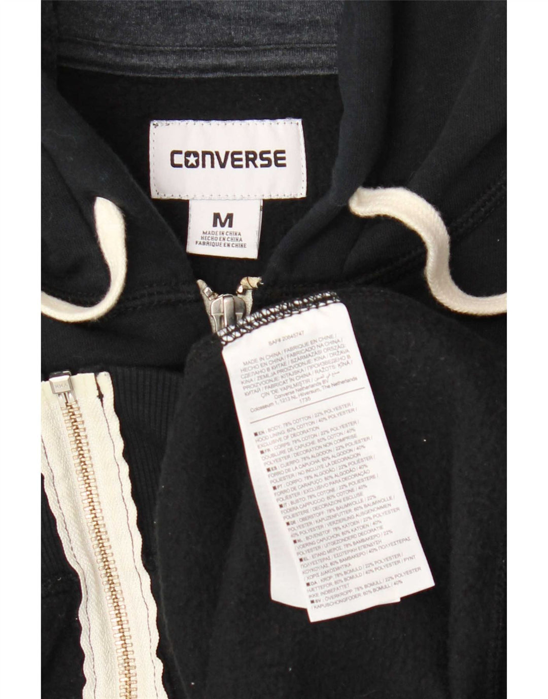 Ανδρικό πουλόβερ με κουκούλα με φερμουάρ Converse Βαμβακερό μεσαίο ναυτικό