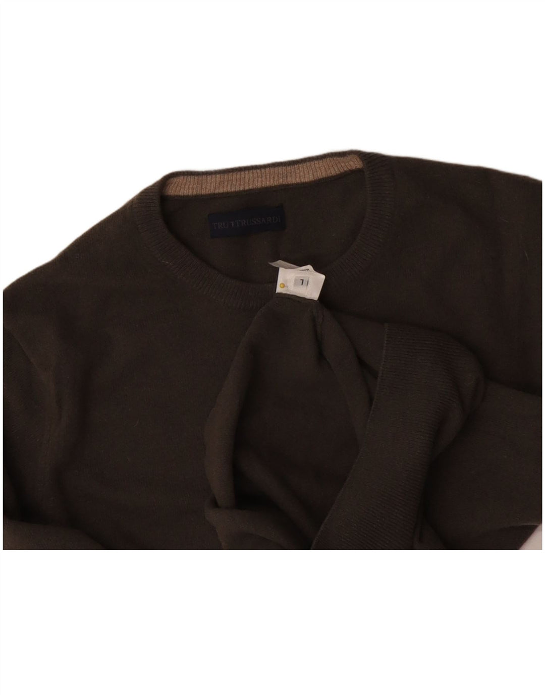 TRUSSARDI Ανδρικό πουλόβερ με λαιμόκοψη μεγάλο γκρι μαλλί