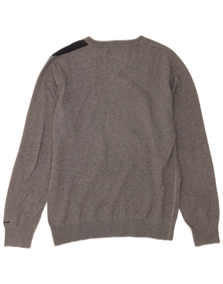 Jack & Jones Ανδρικό πουλόβερ με λαιμόκοψη σε μεσαίο γκρι βαμβακερό χρώμα