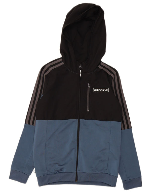 Adidas Boys Zip Hoodie πουλόβερ 11-12 ετών Μαύρο Colourblock Πολυεστέρας