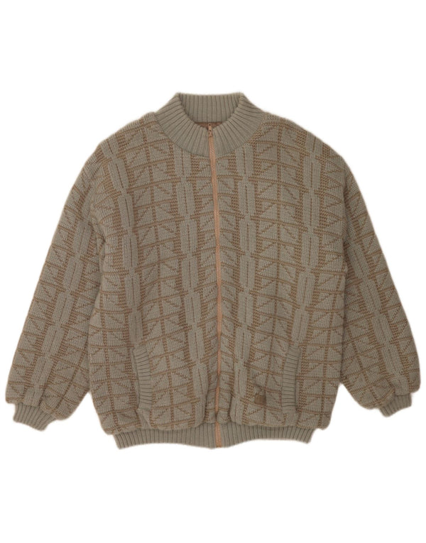 Frank Pepperone Ανδρικό πλεκτό Bomber Jacket UK 42 XL Green Geometric