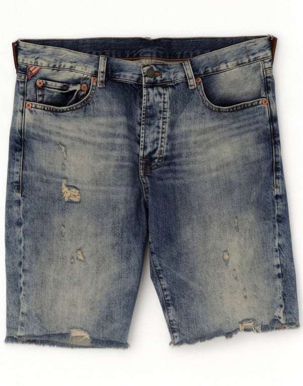 Ανδρικό τζιν σορτς Ralph Lauren ταλαιπωρημένο μεγάλο W34 μπλε βαμβακερό