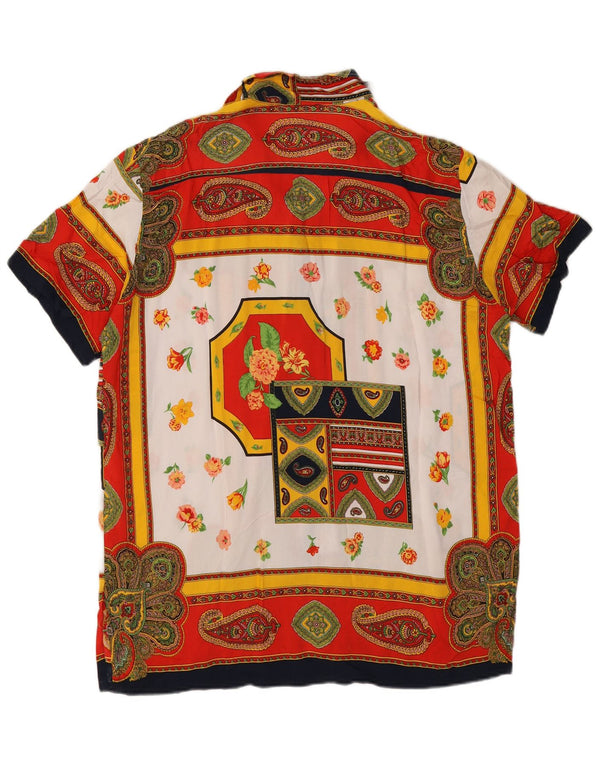 Vintage γυναικείο κοντομάνικο πουκάμισο UK 14 Medium Red Paisley