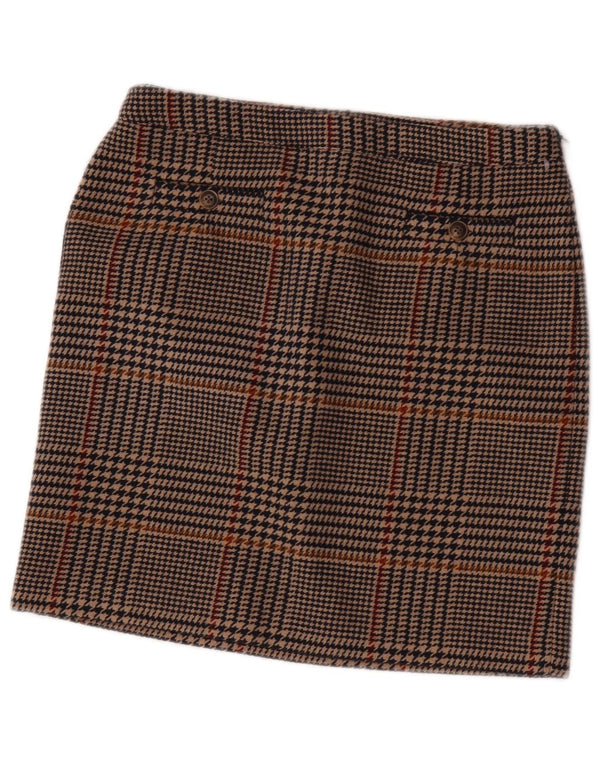 Vintage Γυναικεία Μίνι Φούστα UK 12 Medium W30 Καφέ Καρό Πολυεστέρας