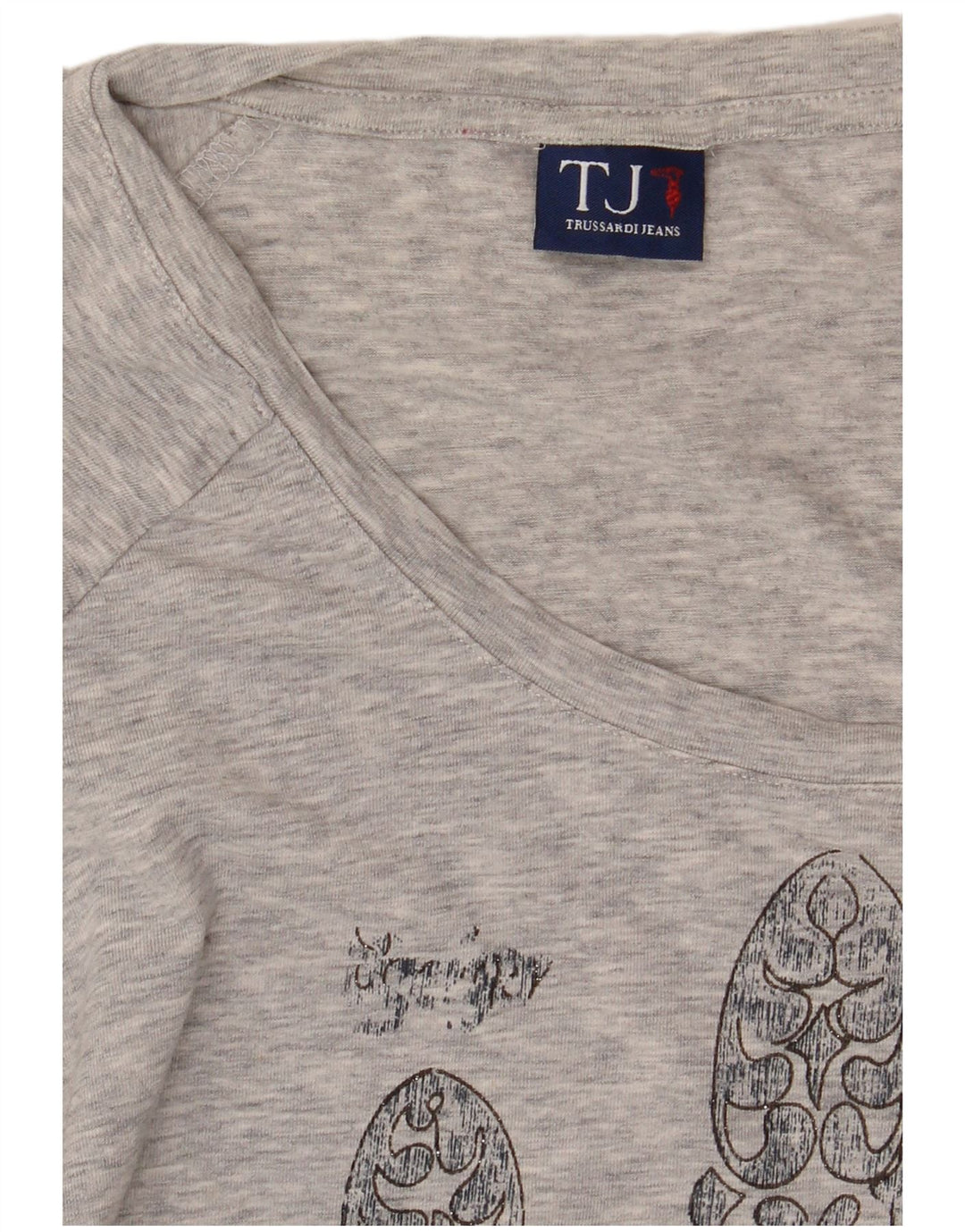 Trussardi Jeans Γυναικείο γραφικό T-Shirt Top UK 12 Medium Grey