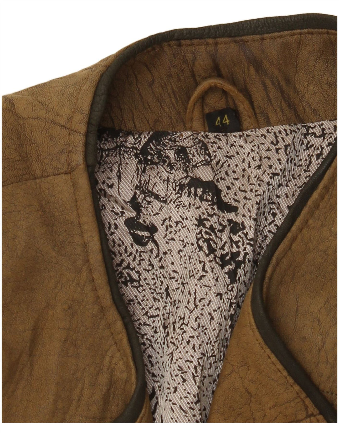 VINTAGE Γυναικείο 3/4 μανίκι δερμάτινο μπλέιζερ μπουφάν EU 44 XL Χακί