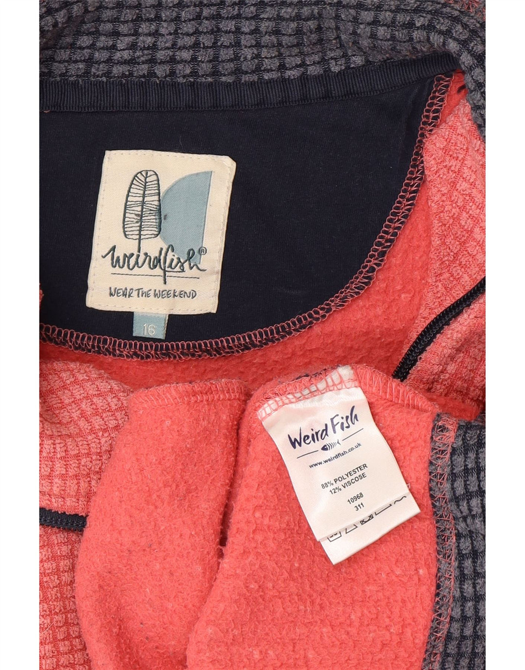 Weird Fish γυναικείο φερμουάρ Fleece Jumper UK 16 Large Pink Polyester