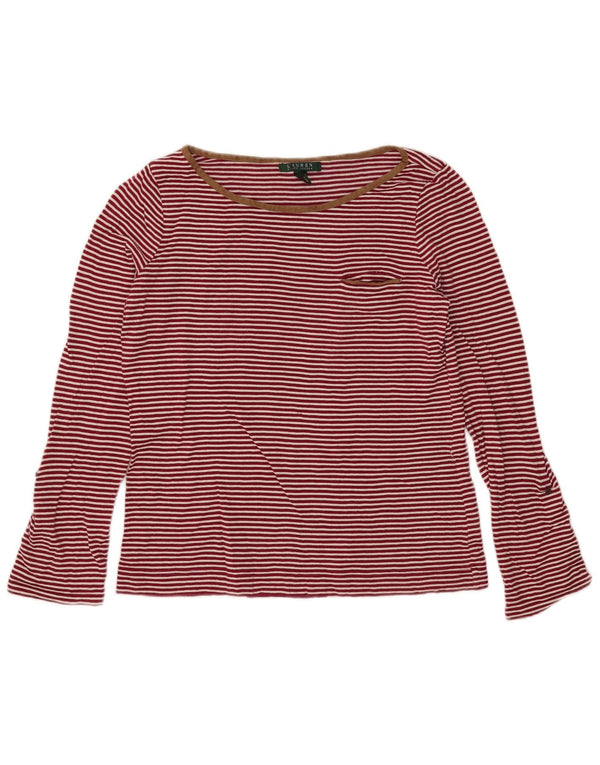 Ralph Lauren Γυναικείο τοπ μακρυμάνικο UK 14 μεγάλο κόκκινο ριγέ βαμβακερό