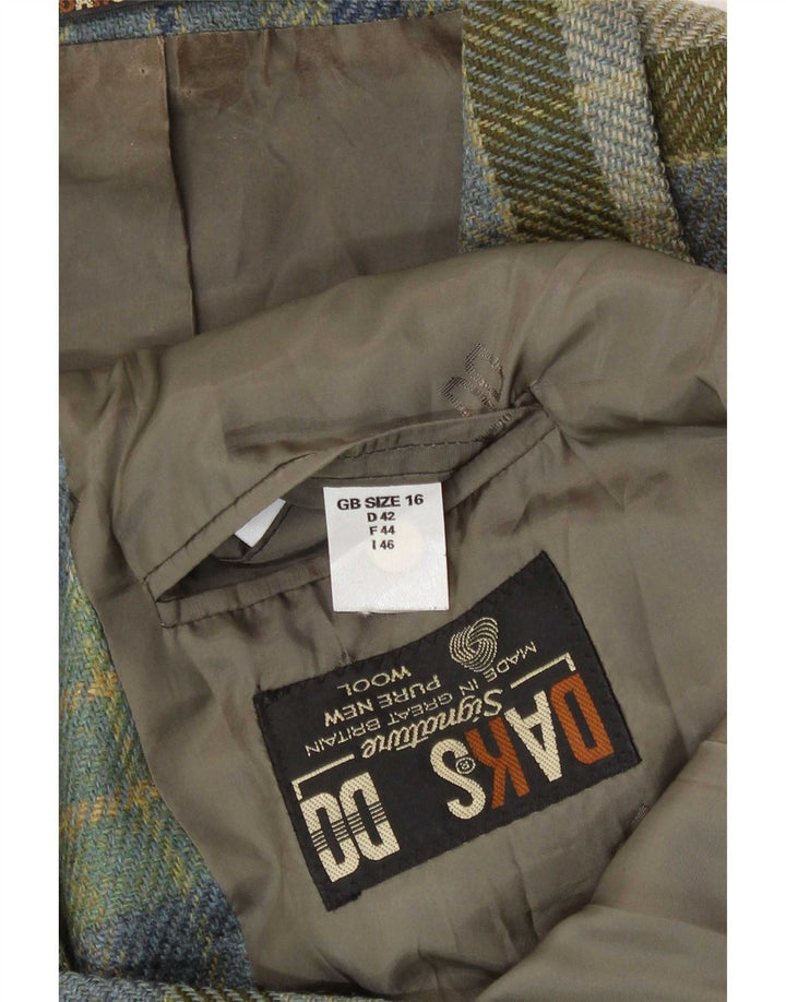 DAKS Γυναικείο σακάκι blazer 3 κουμπιών UK 16 μεγάλο πράσινο καρό καινούργιο μαλλί