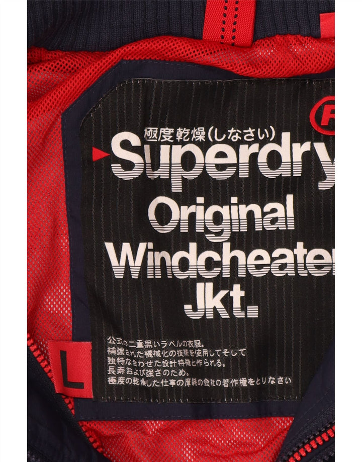 Ανδρικό μπουφάν SUPERDRY Windcheater Hooded Windbreaker UK 40 Large Navy Blue