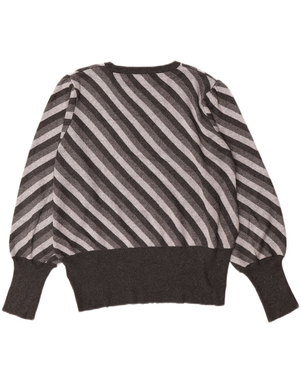 MARKS & SPENCER Γυναικείο πουλόβερ με λαιμόκοψη UK 18 XL γκρι ριγέ