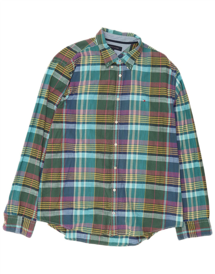 Ανδρικό πουκάμισο Tommy Hilfiger XL Turquoise Check Cotton