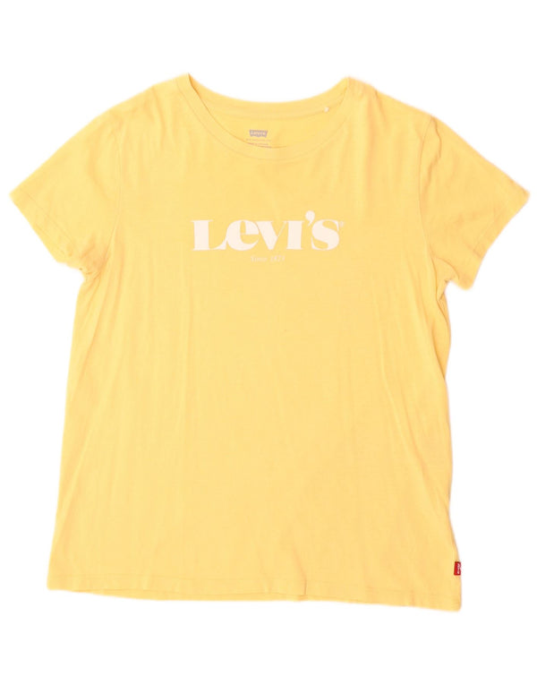 Γυναικείο γραφικό T-Shirt Levi's Top UK 12 Medium Yellow