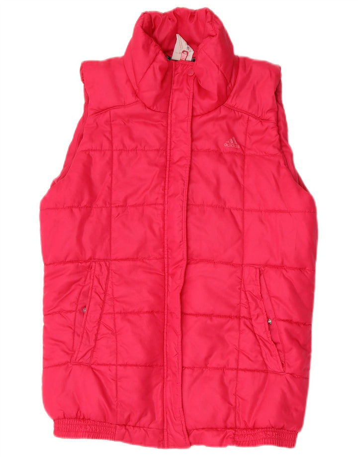 Adidas Γυναικείο padded Gilet UK 12/14 Medium Pink Polyester