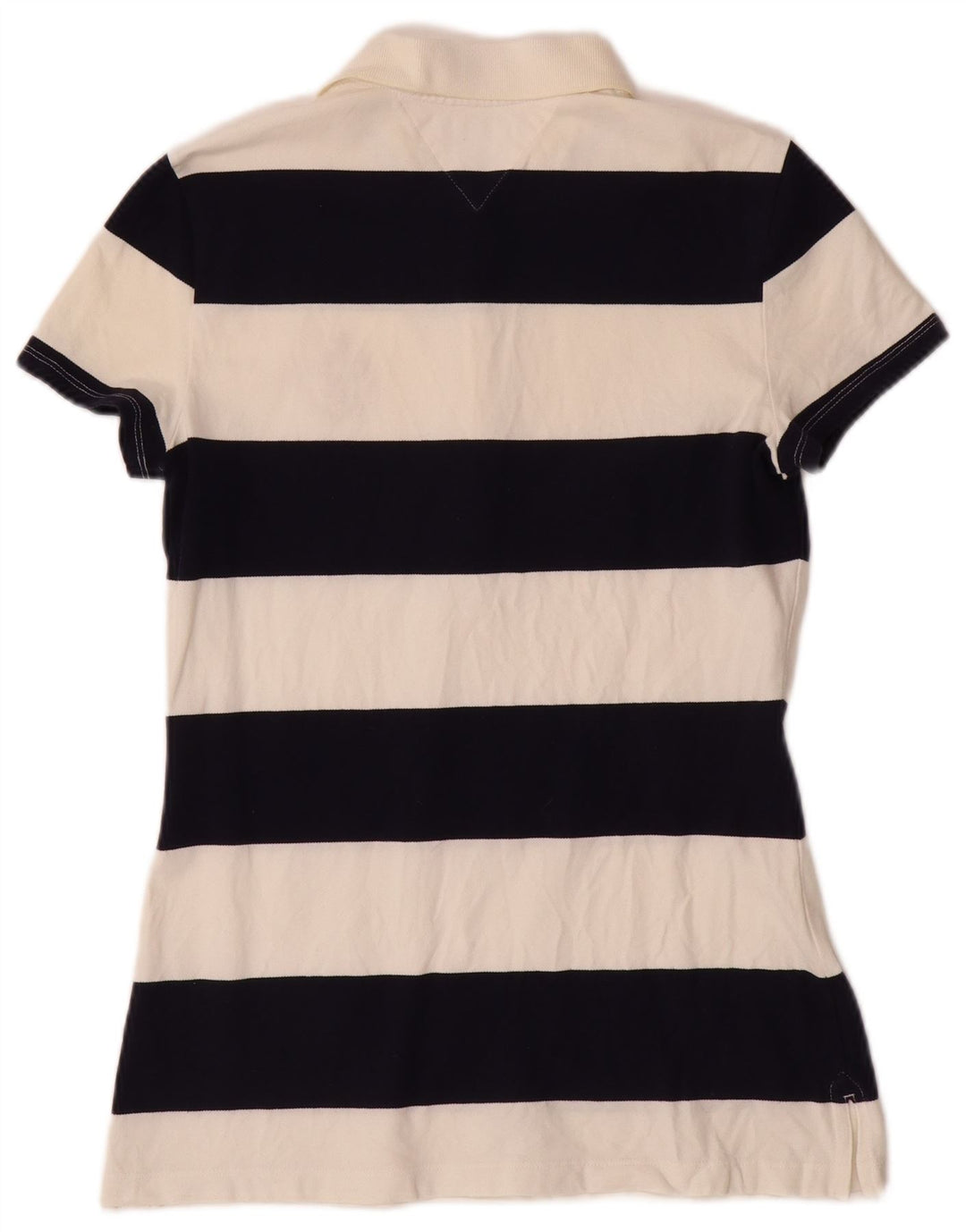 Γυναικείο μπλουζάκι πόλο TOMMY HILFIGER UK 12 Μεσαίο άσπρο βαμβακερό ριγέ