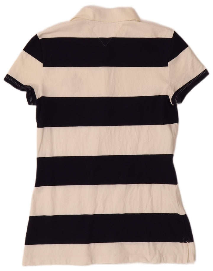 Γυναικείο μπλουζάκι πόλο TOMMY HILFIGER UK 12 Μεσαίο άσπρο βαμβακερό ριγέ