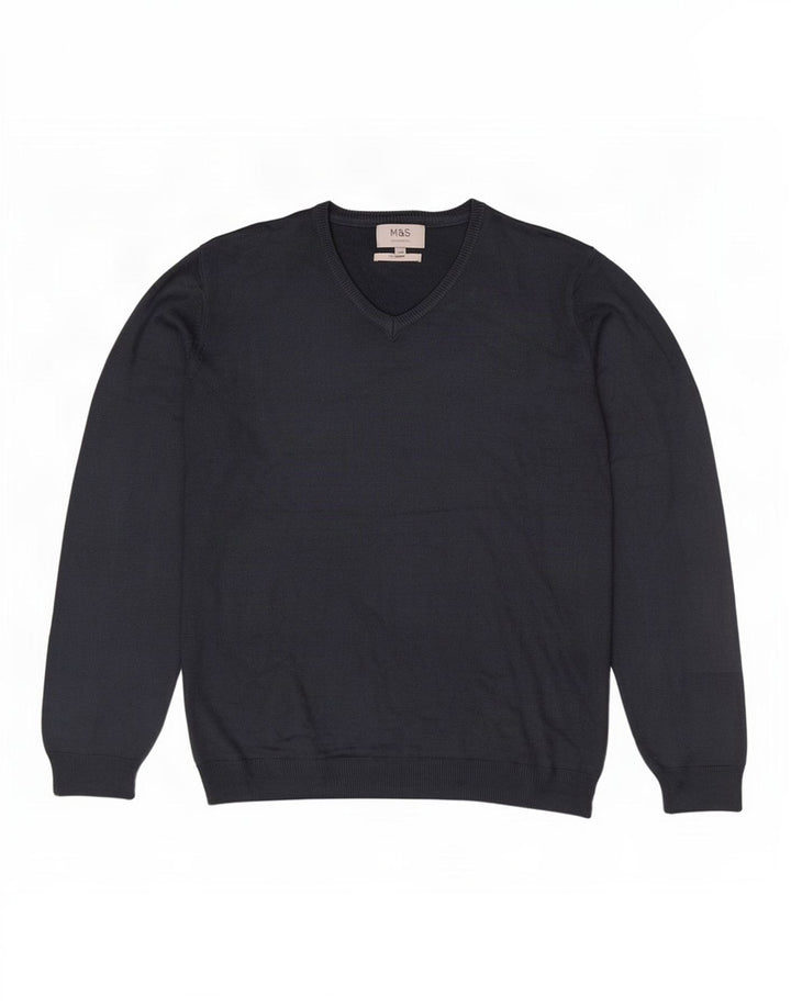 Ανδρικό πουλόβερ Marks & Spencer με V λαιμόκοψη XL Navy Blue Ακρυλικό