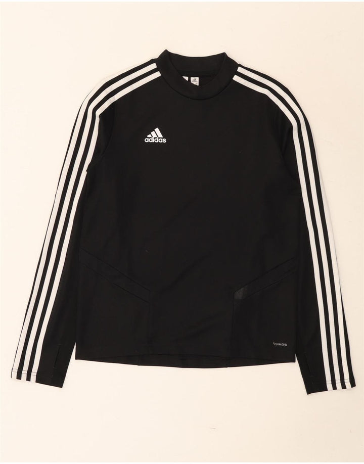 ADIDAS Boys Climacool Top μακριά μανίκια 11-12 ετών μαύρο πολυεστέρα