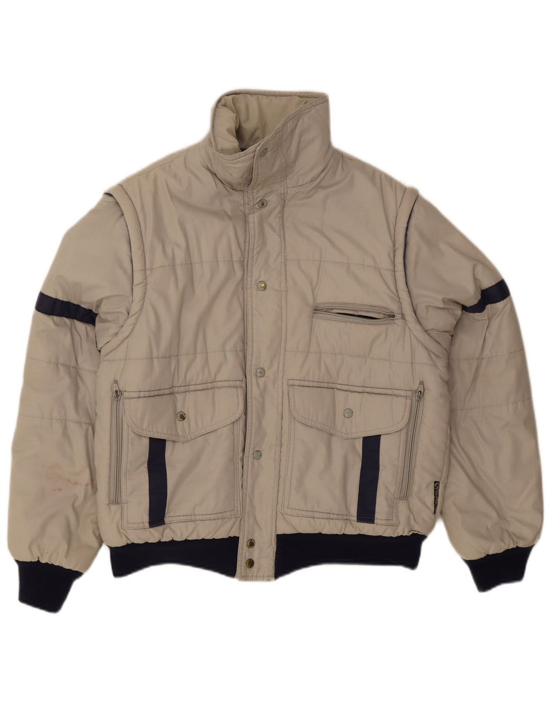 Vintage Ανδρικό Utility Jacket UK 38 Medium Grey Colorblock Polyester