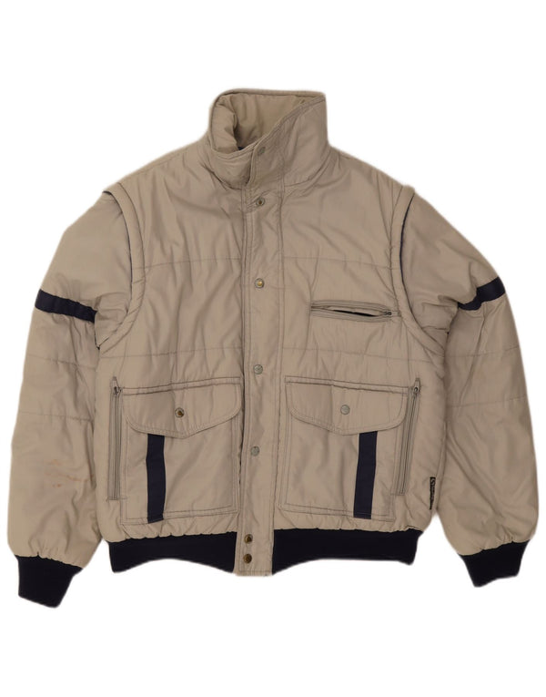 Vintage Ανδρικό Utility Jacket UK 38 Medium Grey Colorblock Polyester