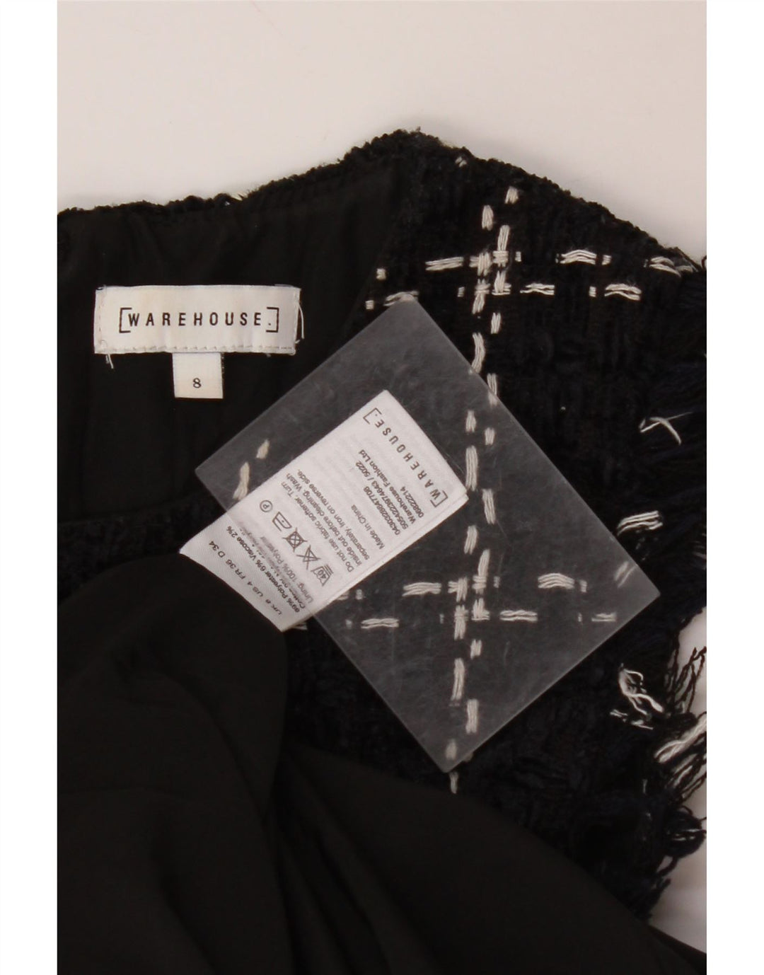 WAREHOUSE Γυναικείο αμάνικο φόρεμα UK 8 Small Navy Blue Check