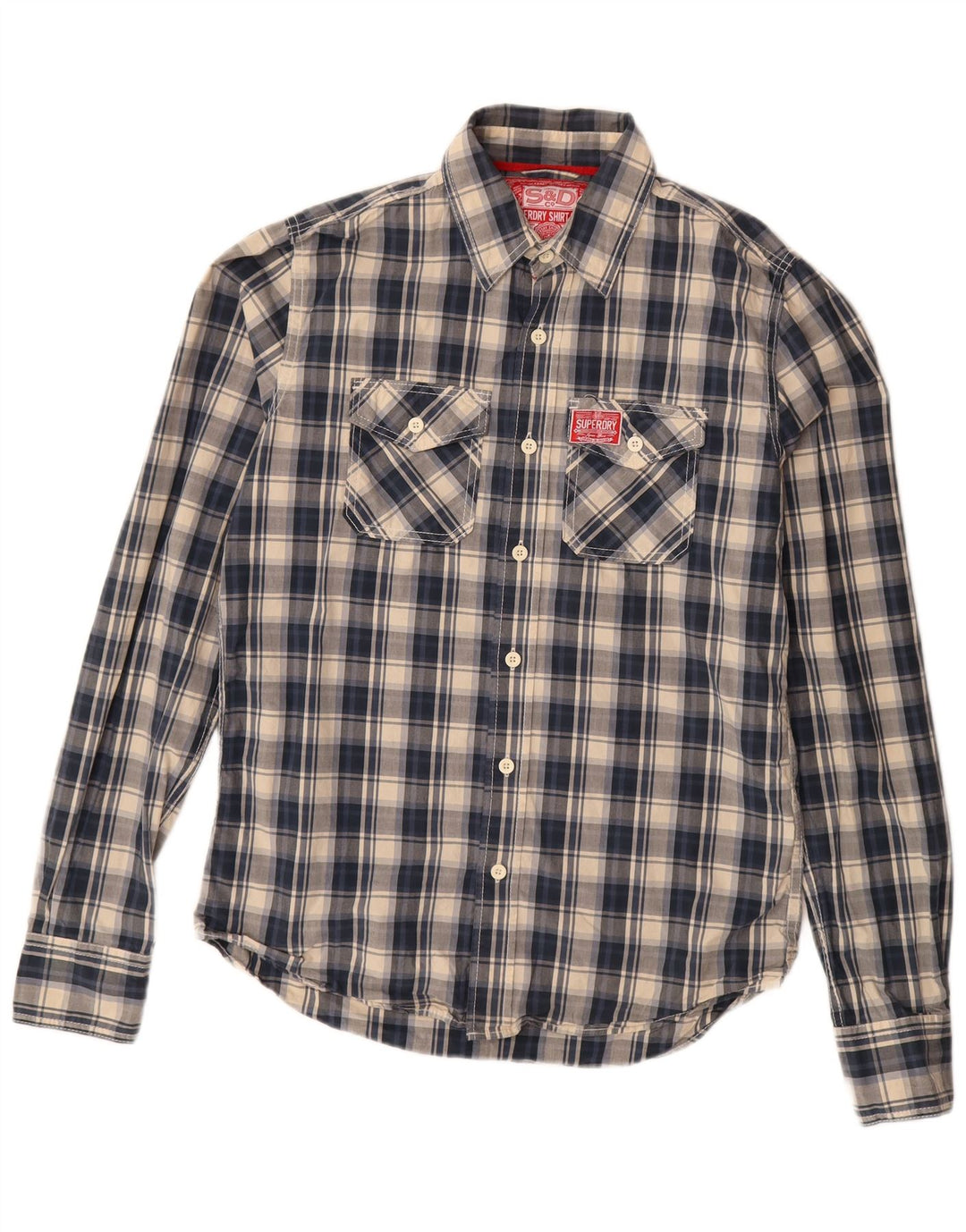 Ανδρικό πουκάμισο Superdry Large Navy Blue Check Cotton