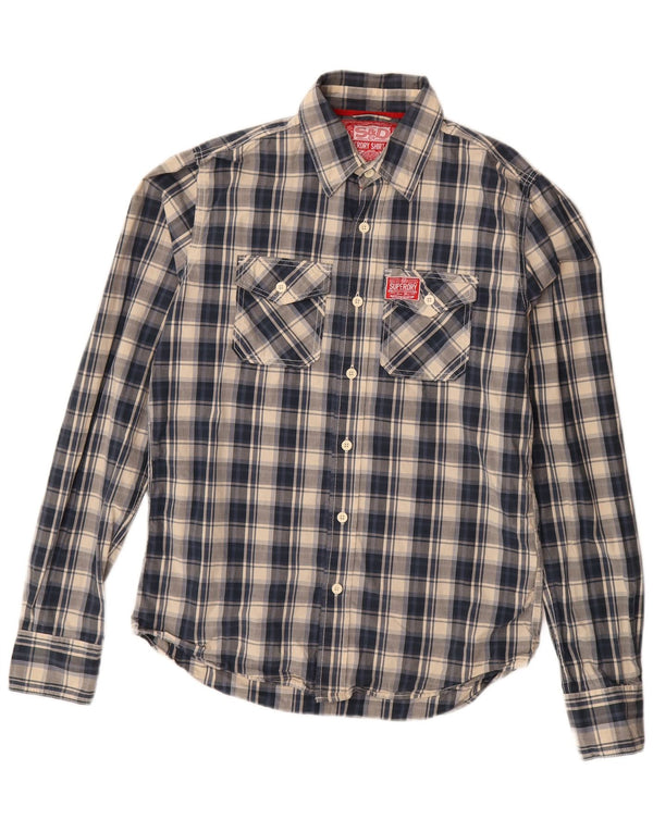Ανδρικό πουκάμισο Superdry Large Navy Blue Check Cotton