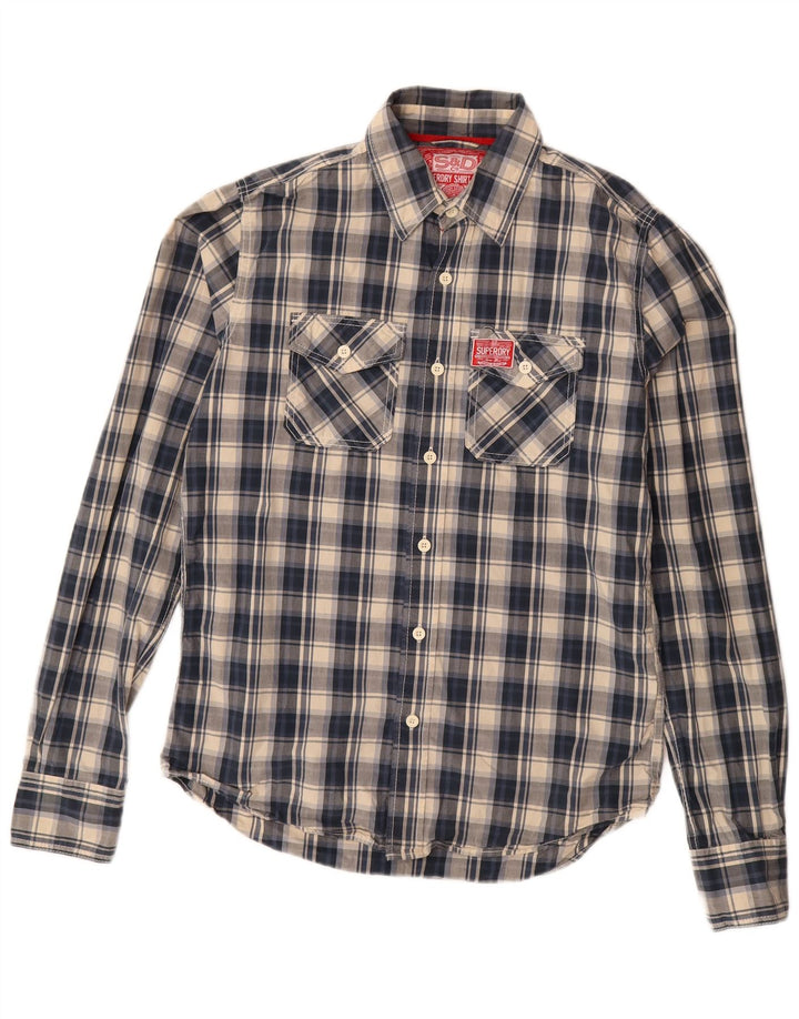 Ανδρικό πουκάμισο Superdry Large Navy Blue Check Cotton