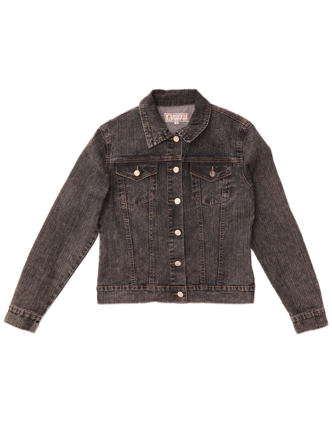 Vintage γυναικείο τζιν μπουφάν UK 12 μεσαίο γκρι βαμβακερό