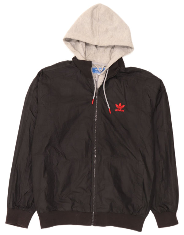 Adidas Ανδρική κουκούλα Bomber Jacket UK 40 Large Black Colourblock Polyester