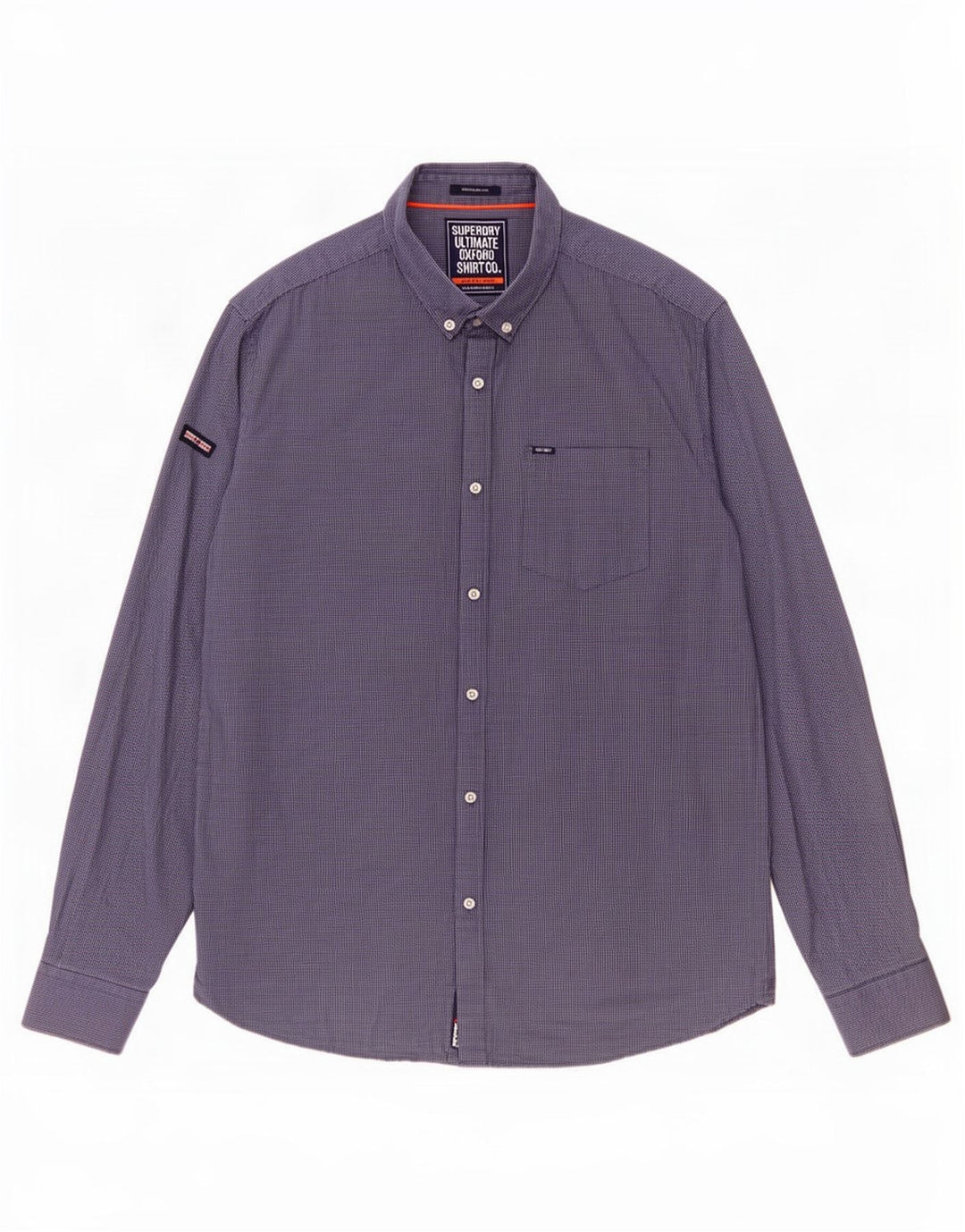 Ανδρικό πουκάμισο κανονικής εφαρμογής Superdry 2XL Blue Check Cotton